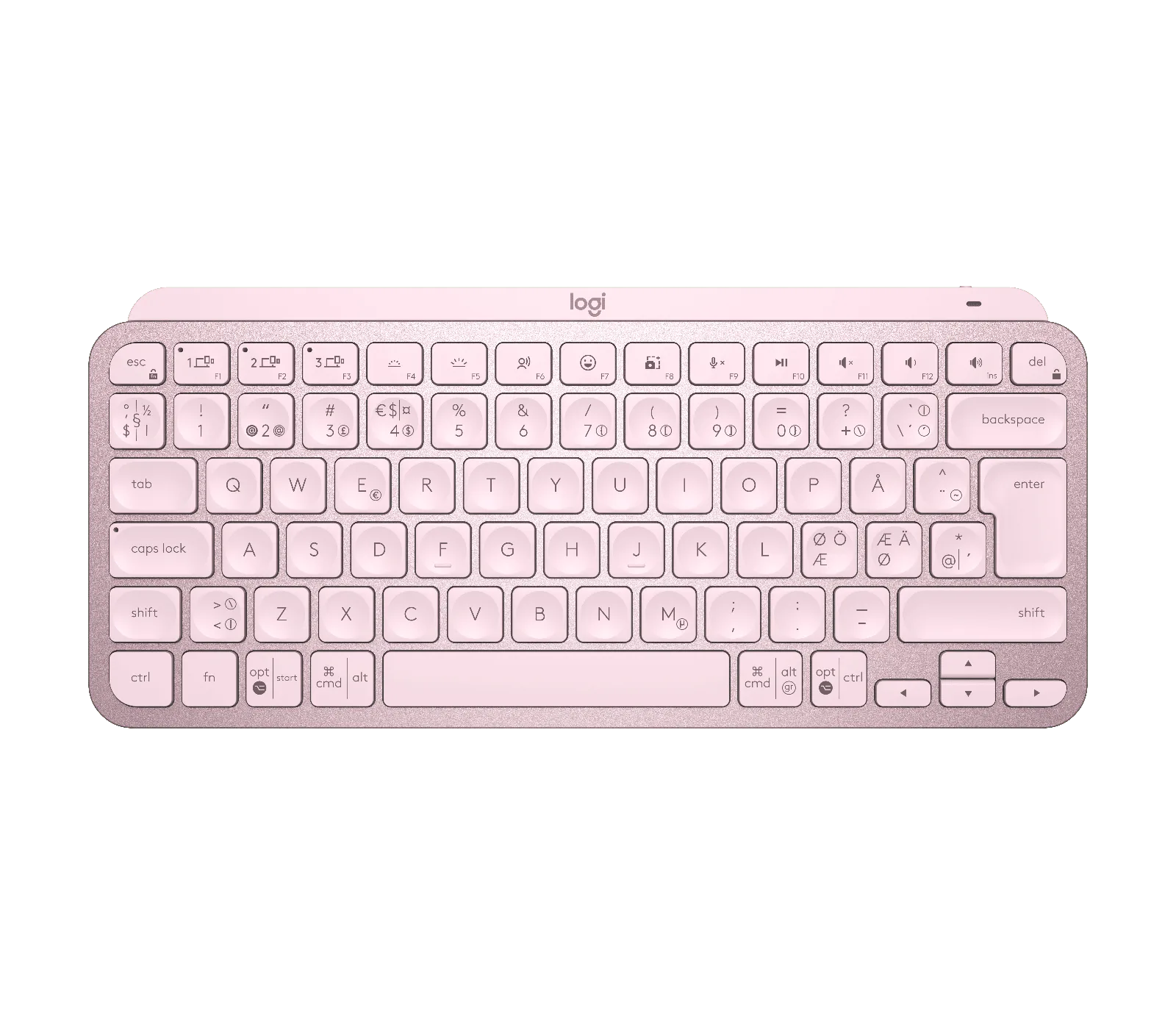 Compact draadloos toetsenbord Logitech MX Keys Mini in roze, bovenaanzicht