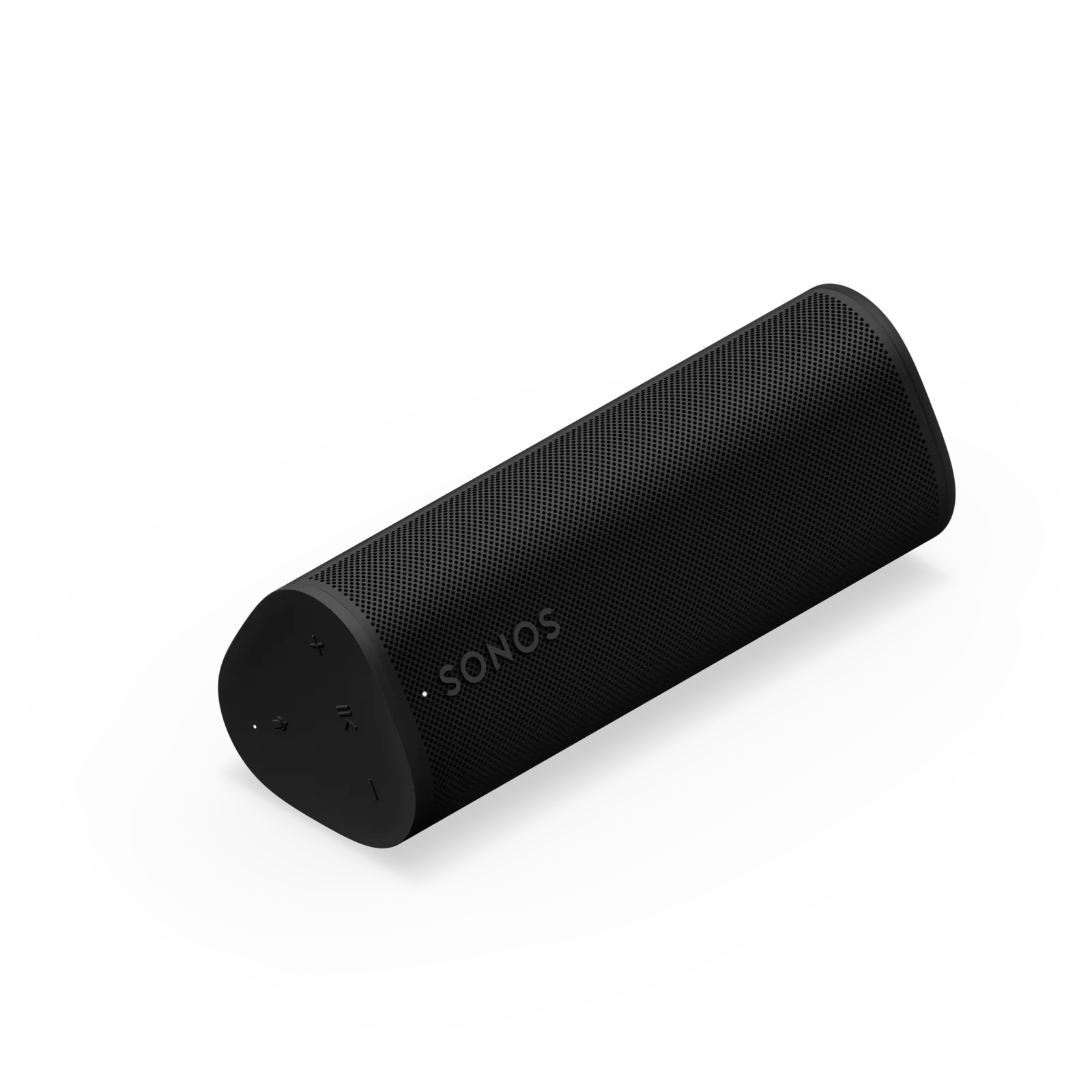 Enceinte portable Sonos Roam 2 noire, vue de face et de dessus, sur fond neutre — vue 3