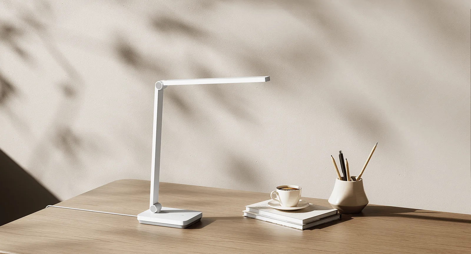 Lampe de bureau Xiaomi Desk Lamp Lite blanche, bras replié en L — vue 2
