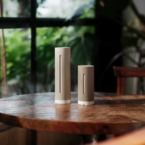 Les deux modules de la station météo Netatmo ORIGINAL couleur sable, vus de face — vue 2
