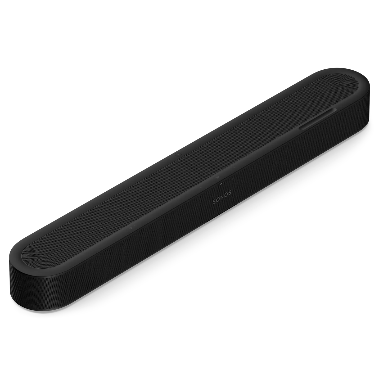 Vue de dessus rapprochée de la barre de son Sonos Beam Ultra noire — vue 2